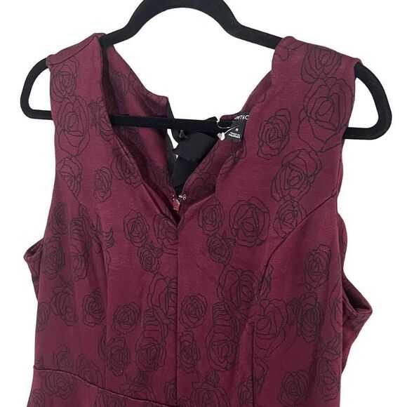 41 Hawthorn Women's Aiyanna Scallop Detail Bow Back Knit Dress Burgundy Size XL - Picture 2 of 7